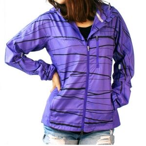 Nike Running Purple Full Zip Windbreaker Jacket Shell Hood Hooded Activewear